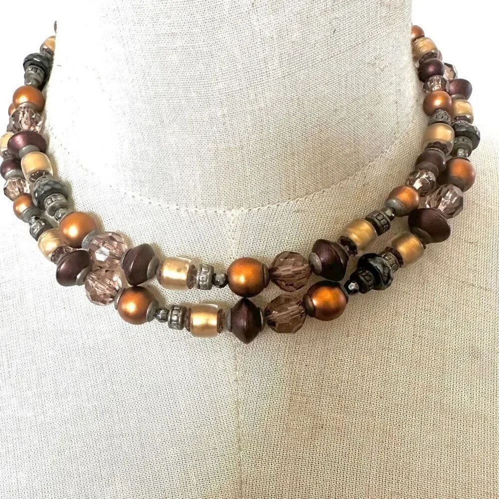 Olci Liz Claiborne brown beaded long necklace